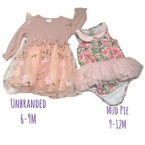Party dress & Mud pie tutu bundle 6-12 months pink floral